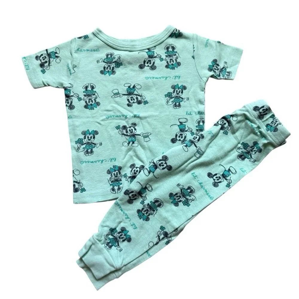 Toddler Unisex Mickey Minnie Mouse Little Charmer Cotton Pajamas Set - Sz 2T